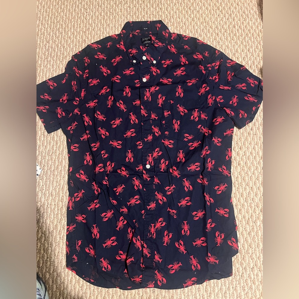 J. Crew Navy Shirt with Red Lobster Design